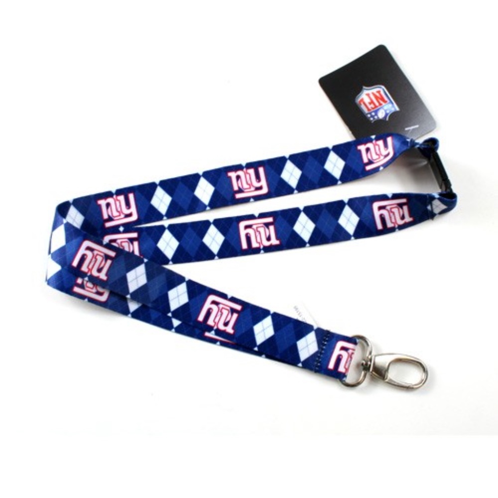 New York Giants Lanyard Car Key Ring Badge ID Holder Argyle NFL NWT